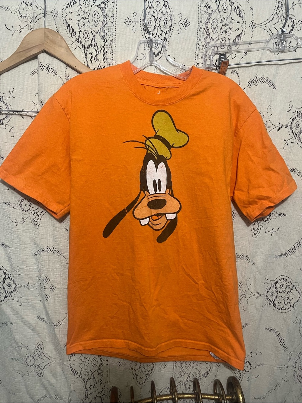 Hanes Orange Goofy Face Short Sleeve Tee
